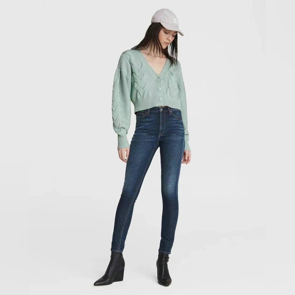 NWT Rag & Bone Womens Cashmere Cable Knit Cardigan Sweater In Green - Picture 3 of 6
